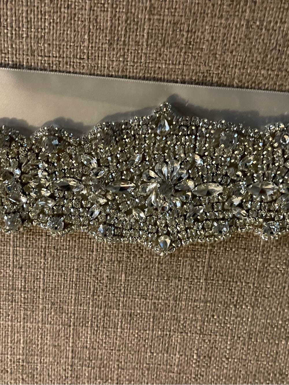Crystal-Embellished Silver Bridal Sash
